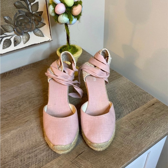 XX SOLD XX Soludos lace up pink espadrilles sz7 - Picture 1 of 5